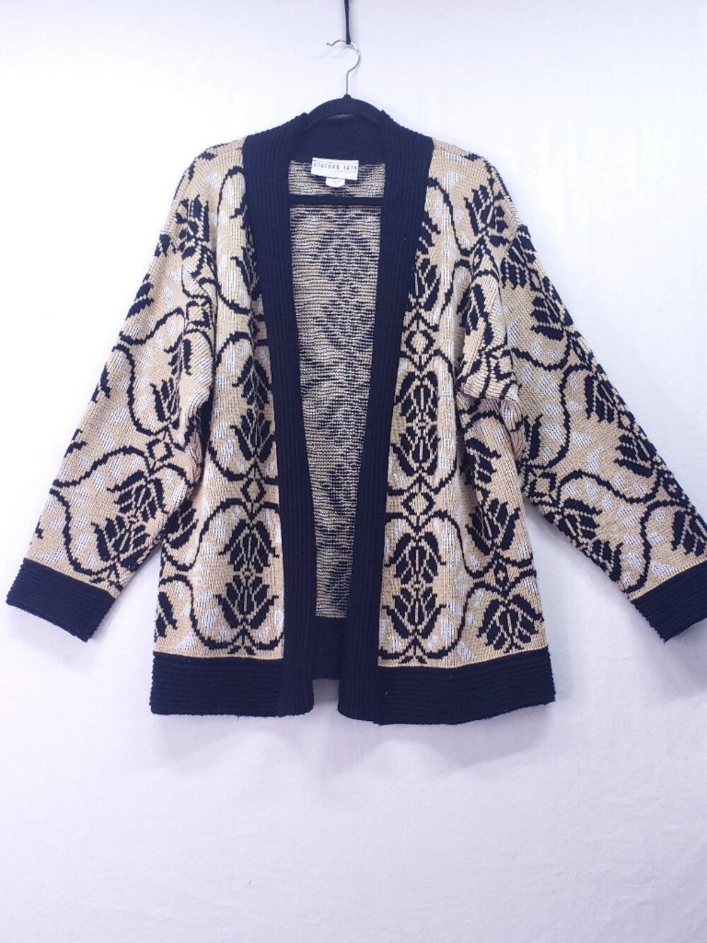 Vintage Bedford Fair Lifestyles Granny Open Front Cardigan Sweater Size Large